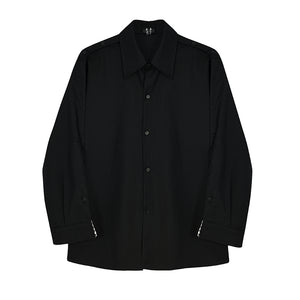 Contrast Panel Button Sleeves Shirt