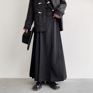 Dark A-Line Pleated Culottes Hakama Pants