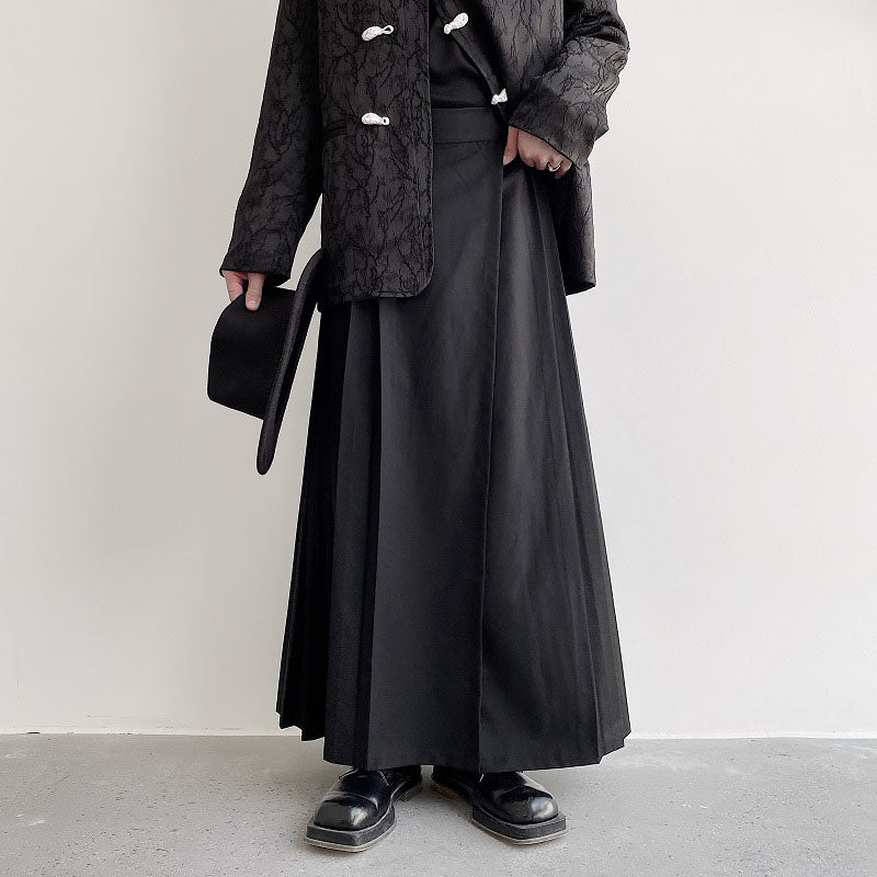 Dark A-Line Pleated Culottes Hakama Pants