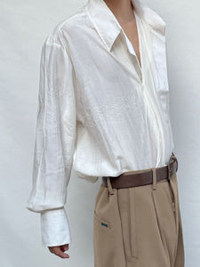 Vintage Pleated Long-sleeved Shirt