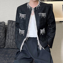 Load image into Gallery viewer, Fringed Shoulder Pads Collarless Jacket
