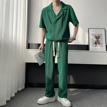 Load image into Gallery viewer, Loose Short Sleeve Pleated Two Piece Suit
