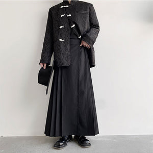 Dark A-Line Pleated Culottes Hakama Pants