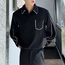 Load image into Gallery viewer, Contrast Covered Pullover Lapel Long Sleeve Shirt
