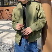 Load image into Gallery viewer, Vintage Stand Collar Shoulder Pad Cropped Jacket
