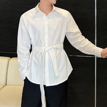 Load image into Gallery viewer, Belted Long Sleeve Loose Shirt
