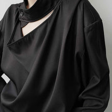 Load image into Gallery viewer, Solid Color Stand Collar Cutout Long Sleeve Shirt
