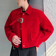 Load image into Gallery viewer, Antique Red Velvet Buckle Cropped Jacket

