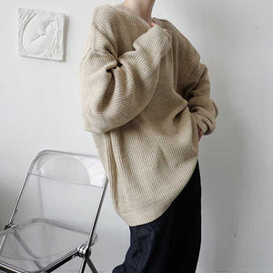 Vintage Crew Neck Long Sleeve Pullover Sweater