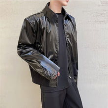 Load image into Gallery viewer, Pu Patent Leather Motorcycle Jacket
