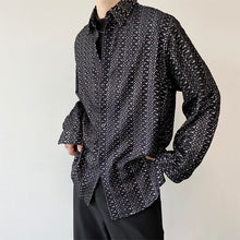 Load image into Gallery viewer, Sequin Lapel Black Long Sleeve Shirt

