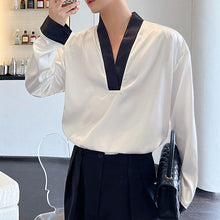 Load image into Gallery viewer, Contrast V-Neck Pullover Shirt
