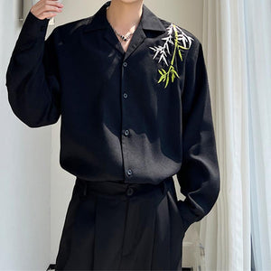 Bamboo Embroidery Long Sleeve Shirt