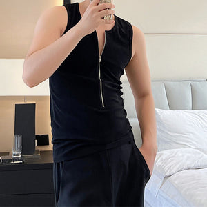 Zipper Embellished Tight Vest