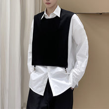 Load image into Gallery viewer, Fake Two Black and White Patchwork Shirt

