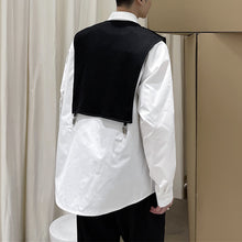 Load image into Gallery viewer, Fake Two Black and White Patchwork Shirt
