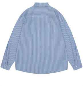 Japanese Retro Pocket Striped Shirt