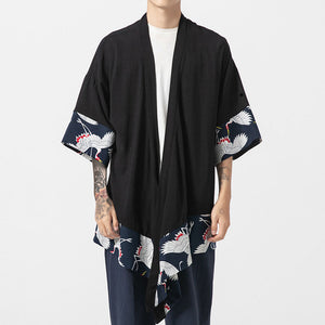 Flying Crane Printed Cardigan