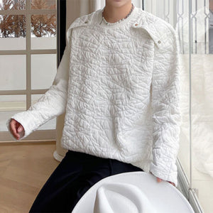 Textured Jacquard Crew Neck Sweatshirt