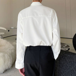 Contrast Patch Panel Pleated Shirt