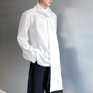 Ribbon Scarf V-Neck Pullover Shirt