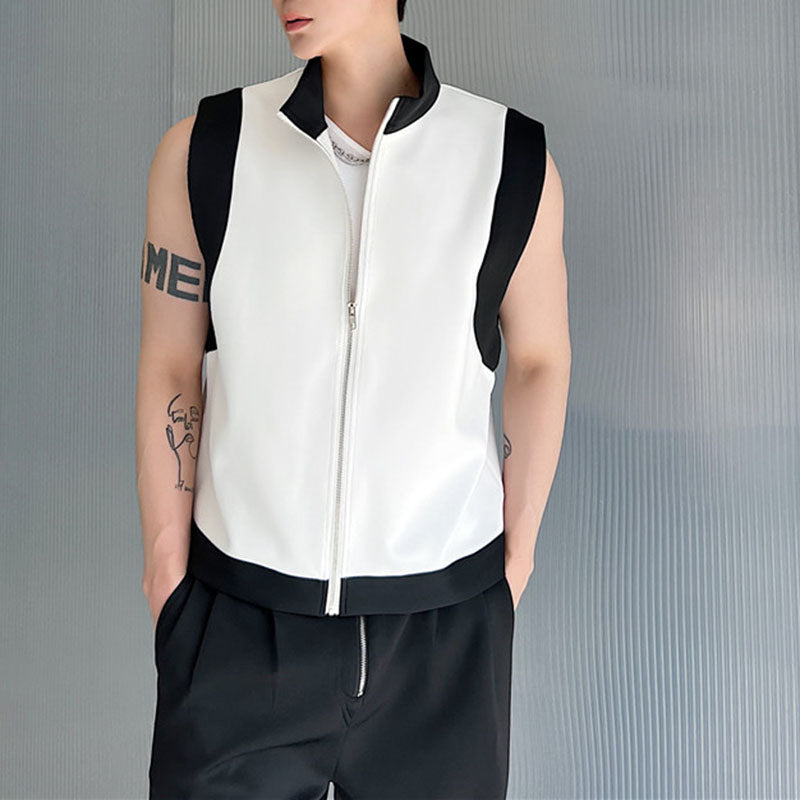 Contrast Sleeveless Zip Vest