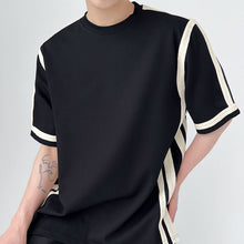 Load image into Gallery viewer, Paneled Contrast Striped Short Sleeve T-Shirt
