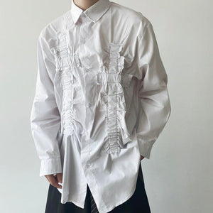 Pleated Trim Long Sleeve Shirt