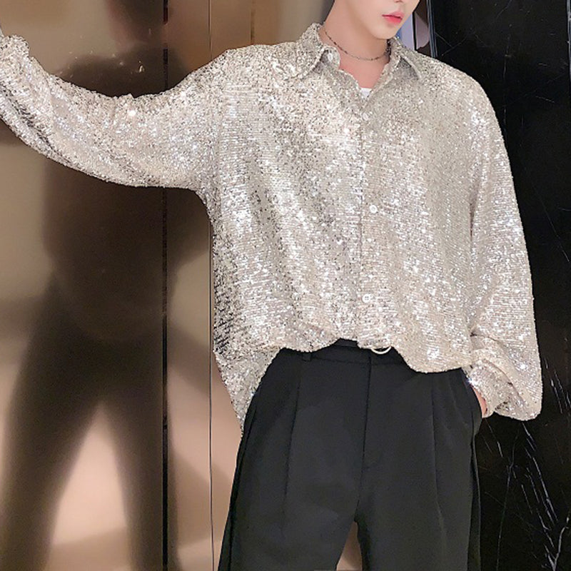 Long Sleeve Sequined Shirt