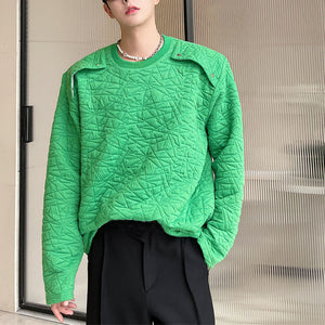 Textured Jacquard Crew Neck Sweatshirt
