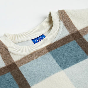 Plaid Round Neck Loose Hoodie