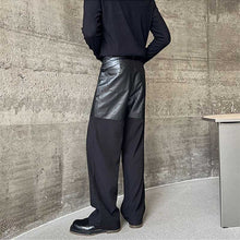 Load image into Gallery viewer, Contrast Color Leather Straight Leg Pants
