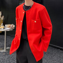 Load image into Gallery viewer, Red Collarless Single Breasted Jacket
