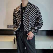 Load image into Gallery viewer, Checkerboard Lapel Cropped Jacket
