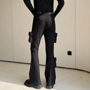 Mid-Low Rise Slim Cargo Pockets Flared Pants