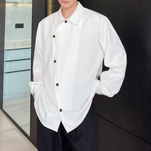 Load image into Gallery viewer, Slanted Placket Design Lapel Long-sleeved Shirt
