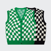 Load image into Gallery viewer, Checkerboard V-Neck Knit Cardigan
