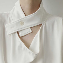Load image into Gallery viewer, Solid Color Stand Collar Cutout Long Sleeve Shirt
