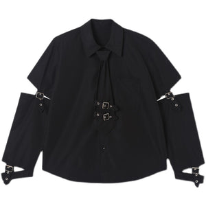 Punk Metal Tie Long Sleeve Shirt