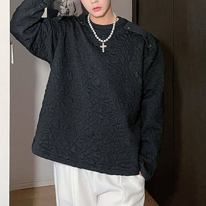 Textured Jacquard Crew Neck Sweatshirt