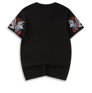 Dragon Embroidered Loose Short Sleeve T-Shirt