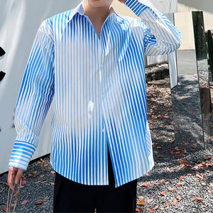 Thin Blue And White Gradient Stripe Shirt