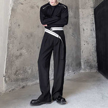 Load image into Gallery viewer, Contrast Color Belt Design Straight Leg Pants

