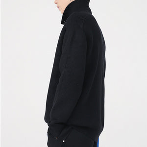 Button Turtleneck Knit Sweater