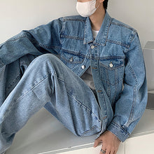Load image into Gallery viewer, Simple Shoulder Pad Denim Jacket
