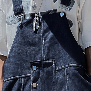 Retro Straight Loose Denim Bibs