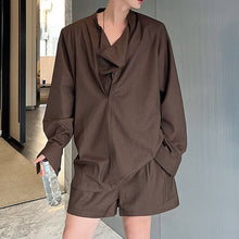 Load image into Gallery viewer, Two Piece Long Sleeve Shirt Shorts Suit
