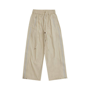 Zipper Strip Straight Casual Pants