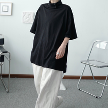 Load image into Gallery viewer, Solid Color Turtleneck Half Sleeve T-Shirt
