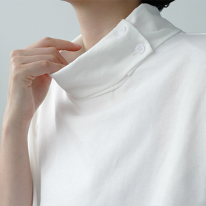 Solid Color Turtleneck Half Sleeve T-Shirt